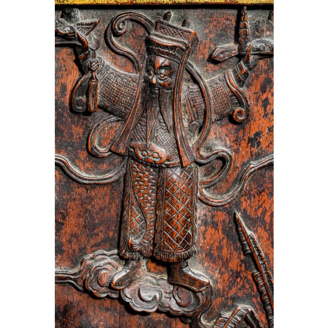 Wood Incredible Large Antique Carved Wood Chinese Asian Table Screen Home Decor Chinoiserie For Sale - Image 7 of 17