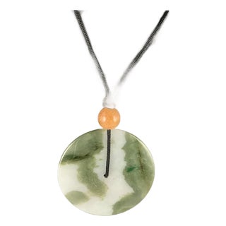 Late 20th Century Large Jade Donut Pendant For Sale