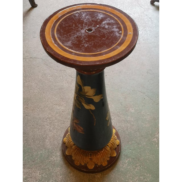 Ceramic Blue Ceramic Planter and Stand, Set of 2 For Sale - Image 7 of 12