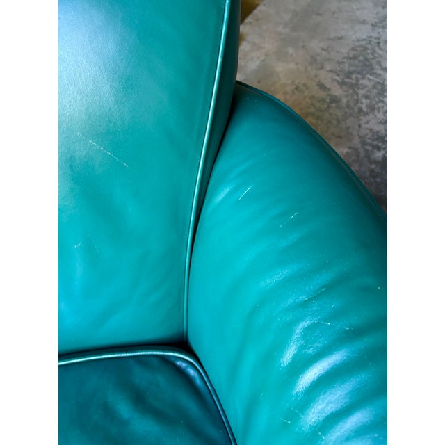 Animal Skin 1990s Pair of John Hutton for Donghia "Noble" Green Leather Club Chairs For Sale - Image 7 of 12