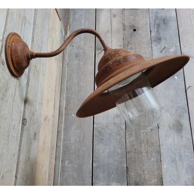 French Rusty Outdoor Barn Lamp Light For Sale - Image 6 of 12