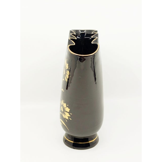 Ceramic Vintage Italian Gold and Black Vase by Saca, 1940s For Sale - Image 7 of 11