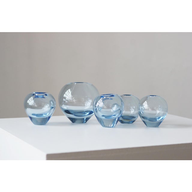 Rondo Vases Aqua by Per Lütken for Holmegaard, Denmark, Set of 5 For Sale - Image 5 of 5