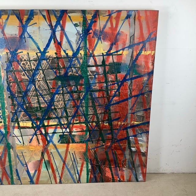 Abstract Large Contemporary Architectural Abstract Painting, 70x59 For Sale - Image 3 of 12