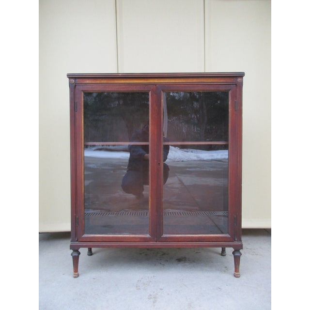 Antique Glass Front Bookcase With Floral Motif Chairish