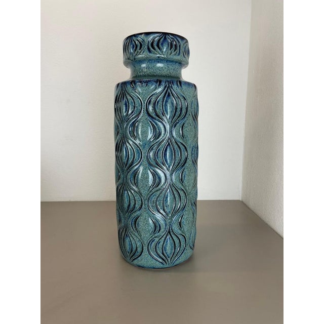 Vintage Turquoise Vase in Fat Lava from Scheurich, 1970s For Sale - Image 3 of 18