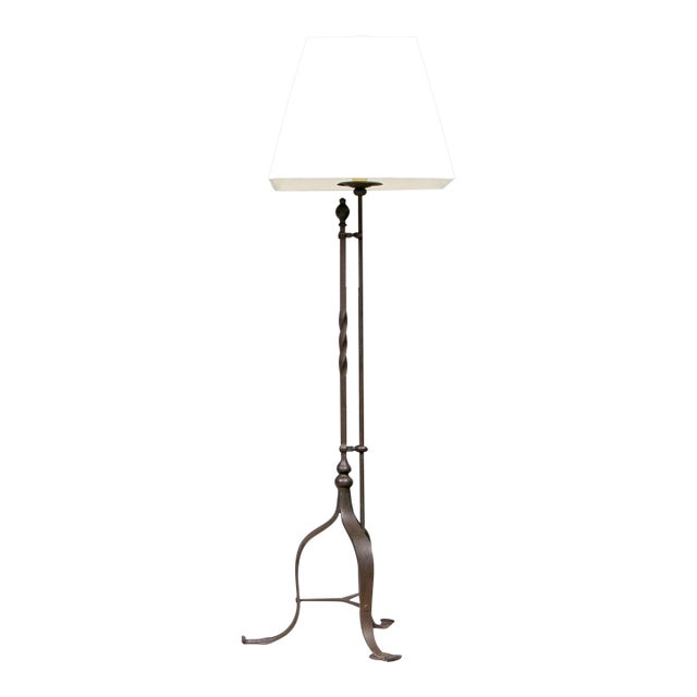 Vintage Mediterranean Revival Style Wrought Iron Floor Lamp For Sale
