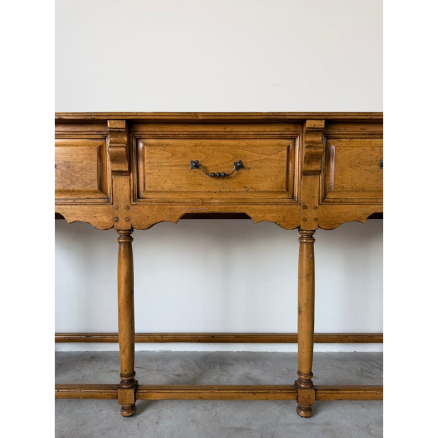 Vintage Mediterranean Spanish Colonial Style Three-Drawer Console Table For Sale - Image 4 of 18