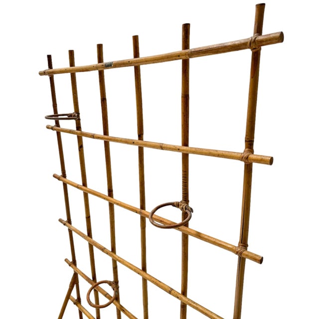 Wood Vintage Bamboo and Rattan Plant Stand or Room Divider by Fa. Rotan, 1950s For Sale - Image 7 of 13