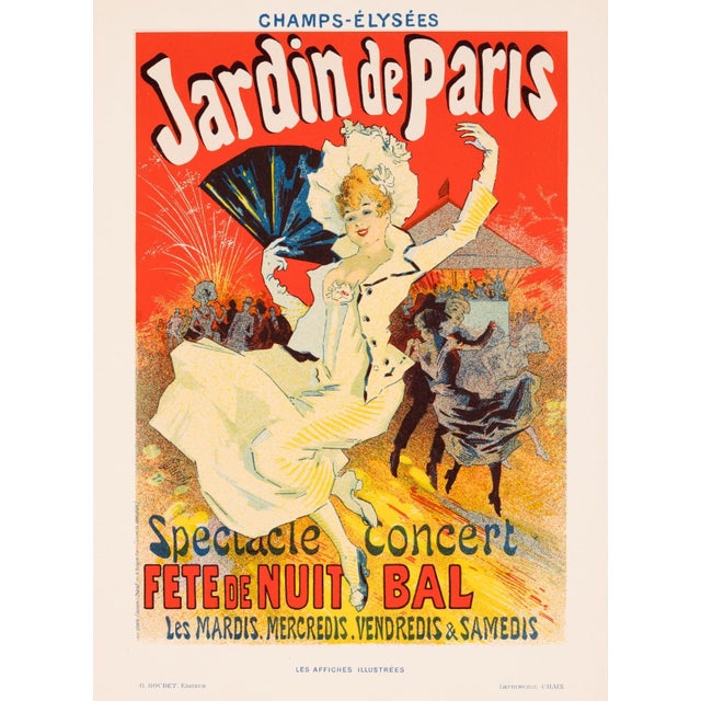 Art Nouveau Cheret – Jardin De Paris Fete De Nuit Bal – Original 1896 Chaix Lithograph For Sale - Image 3 of 3