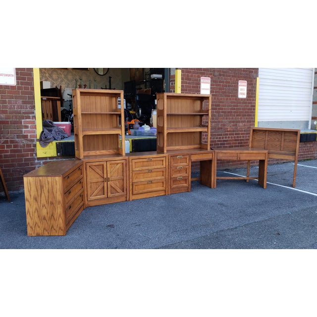 Vintage Bassett Furniture Oak Veneered Bedroom Set C1980s