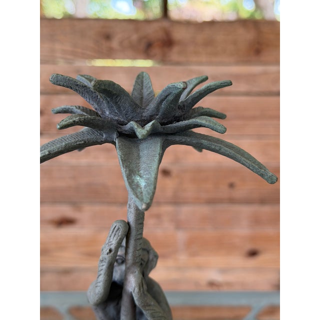 Mid-Century Modern Pair of Vintage Maitland-Smith Style Bronze Monkey Palm Tree Candlesticks For Sale - Image 3 of 12