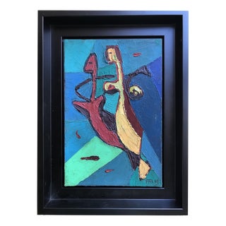 René Marie, Seahorses, 1957, Oil on Cardboard For Sale