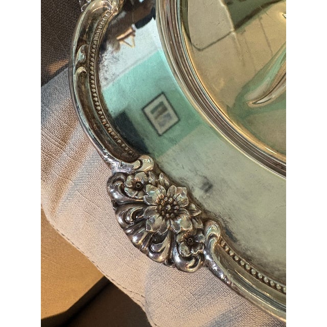 Silver Plated Oval Serving Tray For Sale - Image 4 of 8