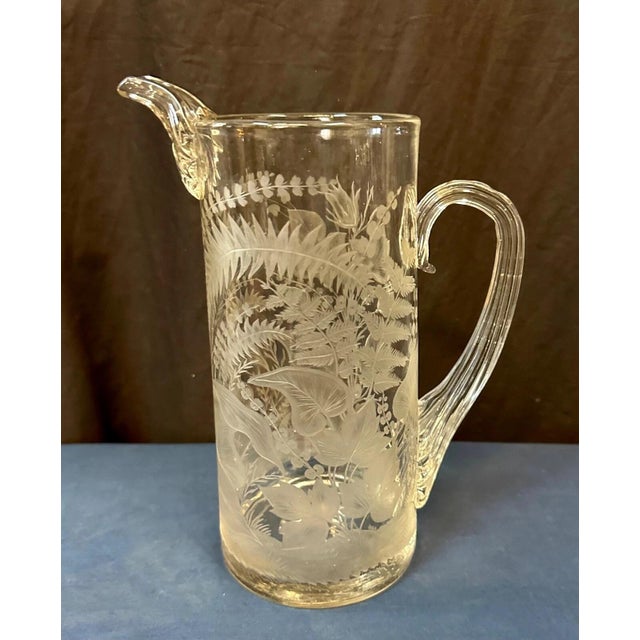 Transparent Late 19th Century Continental Etched Glass Pitcher For Sale - Image 8 of 11