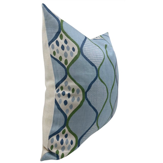 Bombay Linen Pillow Cover in Blue/Green on Sky ⭐️ Ships Within 2 Days On the Front: Baltic Weave Linen Fabric On the Back:...