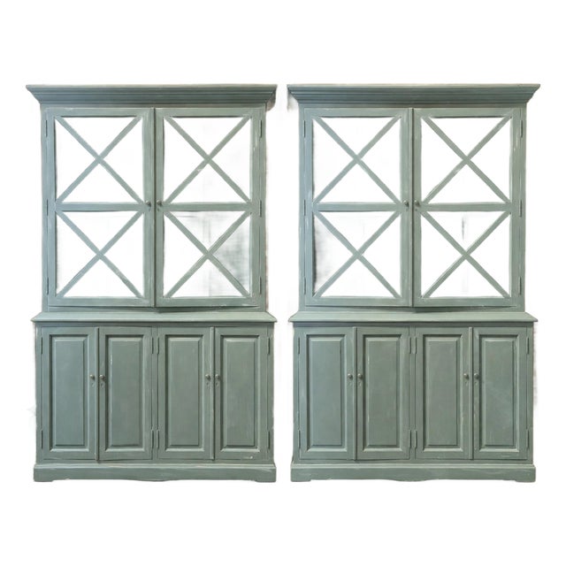 Pair of French Painted Bookcases For Sale