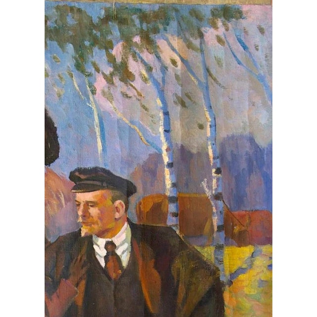 Campaign Vladimir Lenin Portrait Painting, Original Soviet Socialist Realism Art 140-103 For Sale - Image 3 of 6