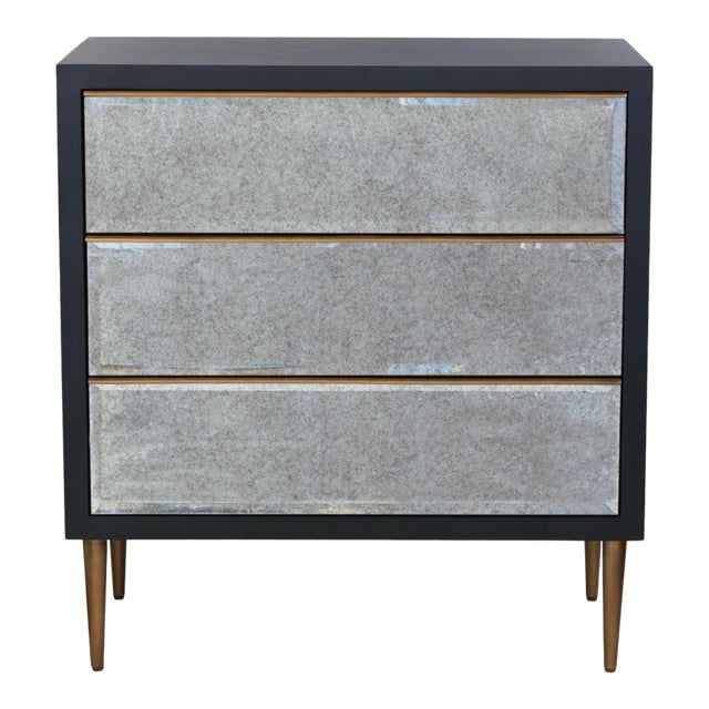 Port 68 Modern Black And Antique Mirror Chest Of Drawers Chairish