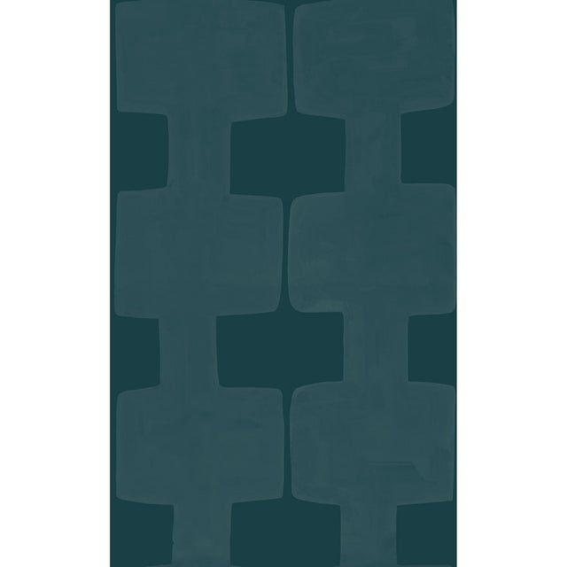 Sample - Modern Blocks Wallpaper by Paule Marrot in Teal For Sale