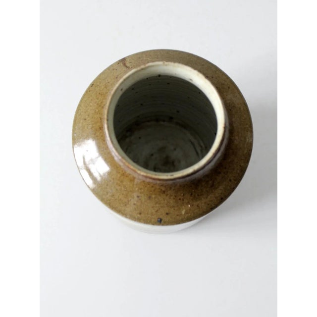 Olive Vintage Studio Pottery Vase For Sale - Image 8 of 10