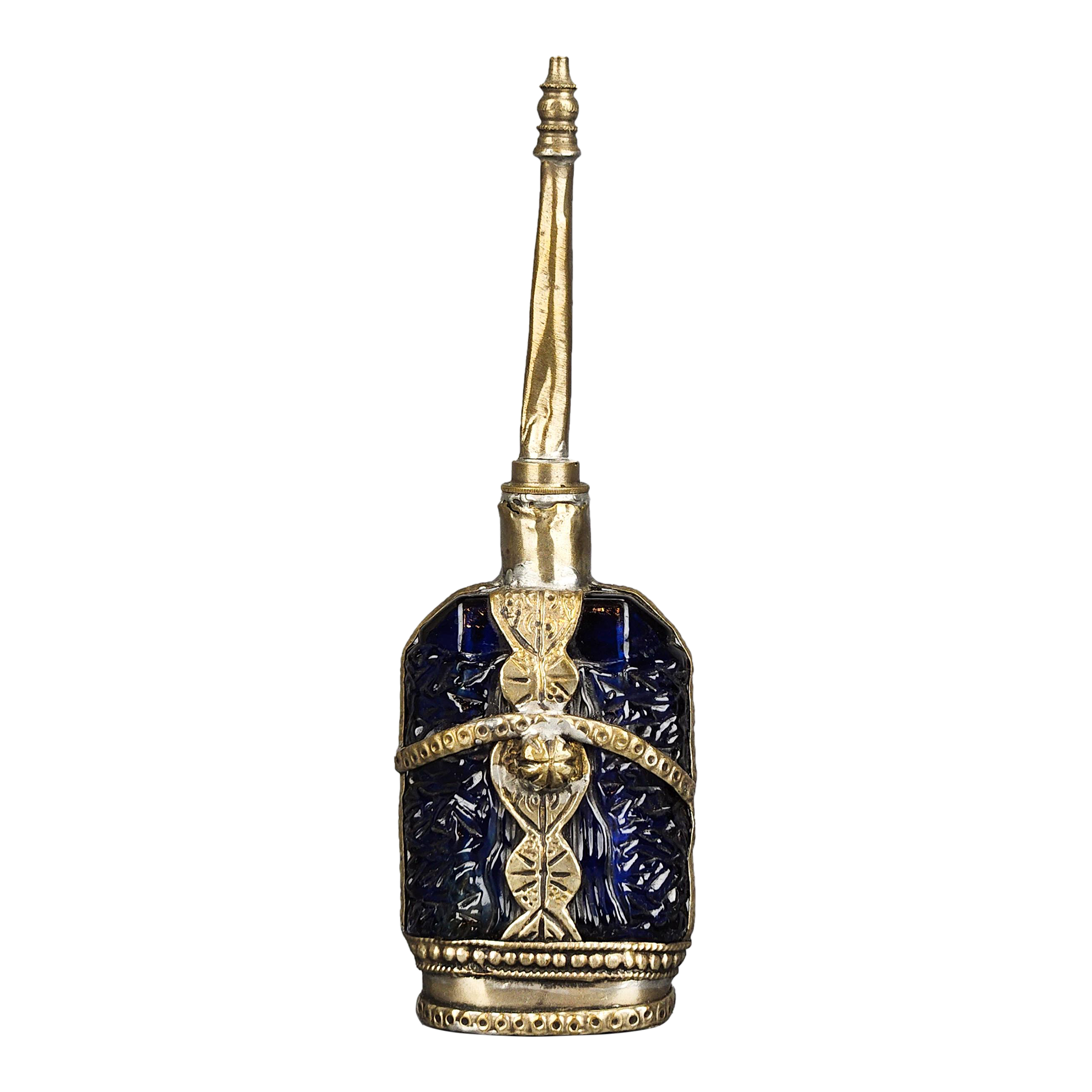 Antique Art Deco Moroccan Blue Color Perfume Bottle Rose Water