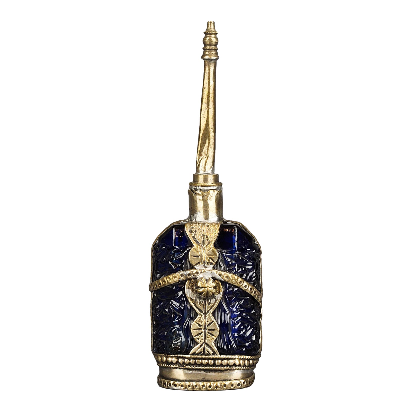 Antique Art Deco Moroccan Blue Color Perfume Bottle Rose Water