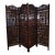Vintage Four-Panel With Brass Inlay Teak Wood Screen Room Divider For Sale