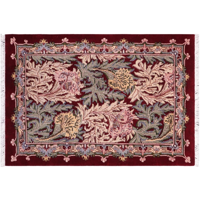 Red Shabby Chic 1990's Pak-Persian Red/Red Wool Rug - 2'1'' X 3'9'' For Sale - Image 8 of 9