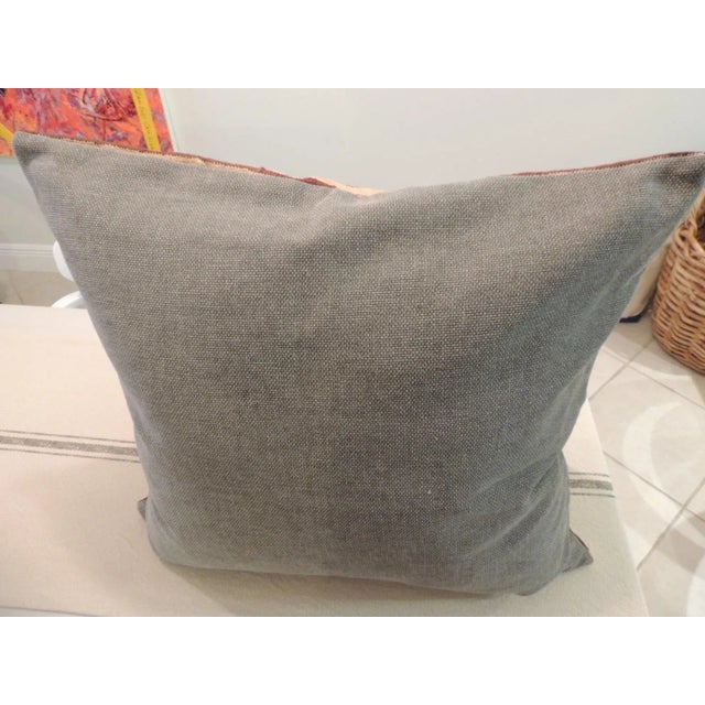 African Pillow in Black and Burnt Orange Raffia Kuba Cloth For Sale - Image 4 of 6