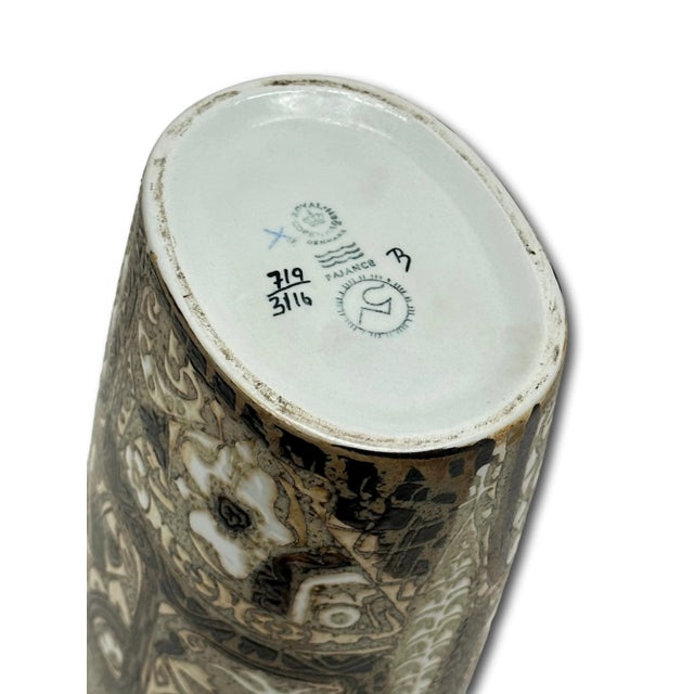 Vintage Mid Century Royal Copenhagen Denmark Nils Thorsson Baca Design Ceramic Vase - 11 1/2 Inches Tall For Sale - Image 9 of 12