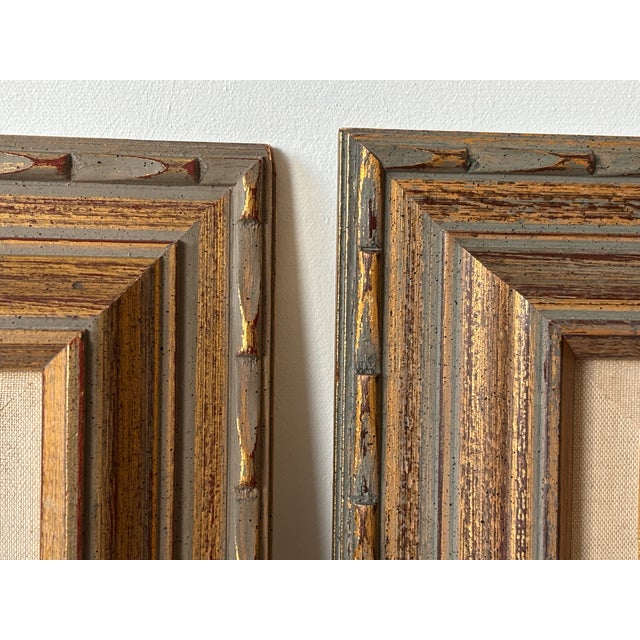 Vintage Pair Mid Century Frames Landscape Oil Paintings Fall & Winter Signed For Sale - Image 12 of 17