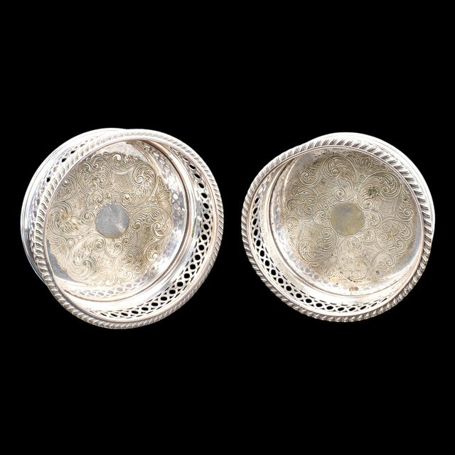English Vintage Wine Coaster Duo, English, Silver Plate, Champagne Bottle Stand, c.1960 For Sale - Image 3 of 10