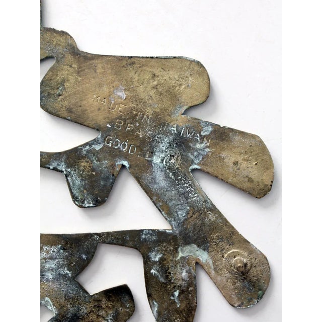 Mid 20th Century Vintage Brass Good Luck Symbol Trivet For Sale - Image 5 of 10