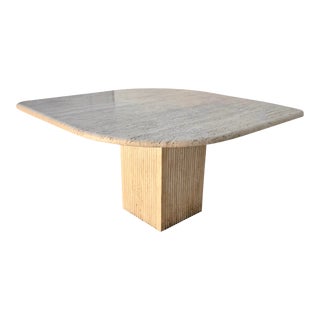 1970s Vintage Italian Travertine Eye-Shaped Teardrop Dining Table For Sale