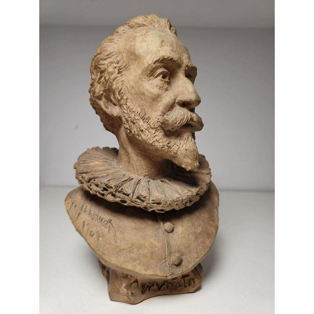 Decorative Terracotta Bust of Cervantes, 1890-1910 For Sale - Image 6 of 8
