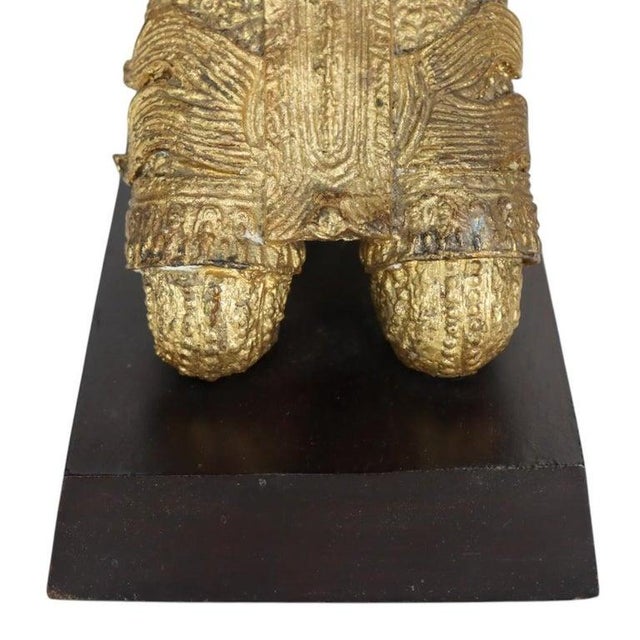 Antique Thai Lacquered & Gilt Figural Bronze Teppanom Guardian Angel Lamps - a Pair For Sale - Image 10 of 11