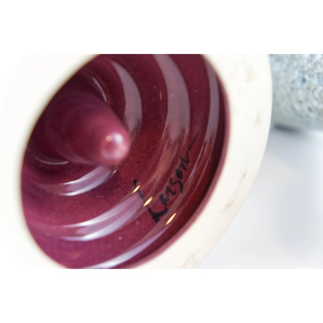 1980s 1980s Postmodern Purple Ceramic Vase Signed Larson For Sale - Image 5 of 7