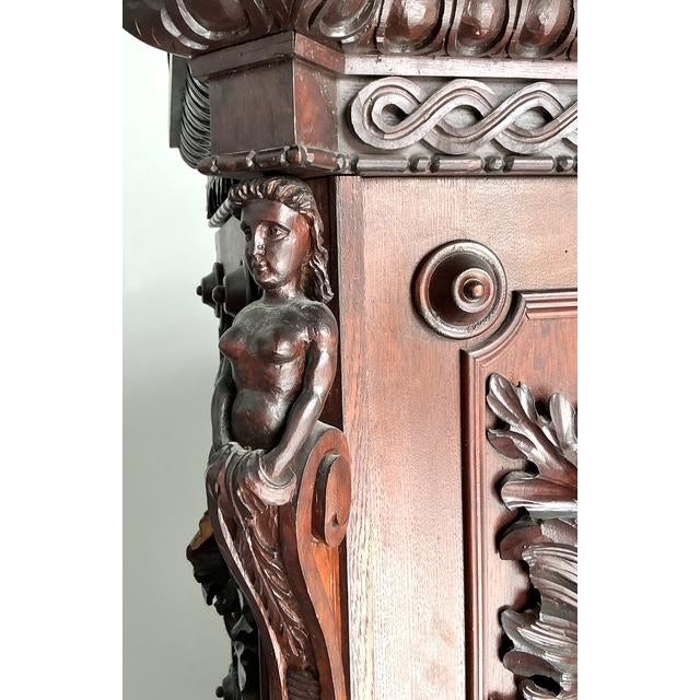 Vintage Boho Black Forest Carved Oak Armoire For Sale - Image 13 of 14