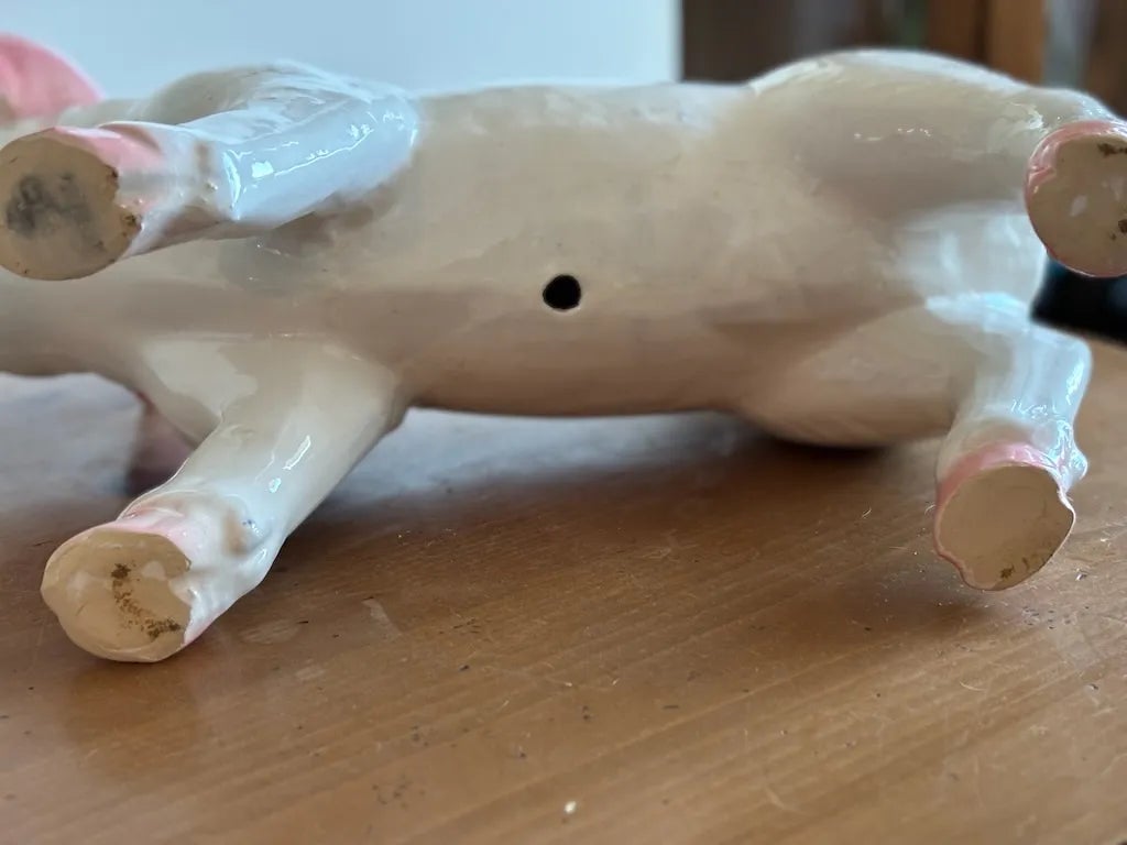 Mid-Century Vintage French Butcher Style Pig Crackle Design