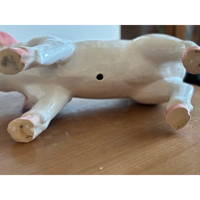 French Mid-Century Vintage French Butcher Style Pig Crackle Design Ceramic Sculpture After Townsend For Sale - Image 3 of 5