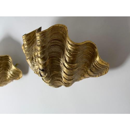 Hollywood Regency French Gilt Metal Clam Shell Wall Sconces, 1970, Set of 2 For Sale - Image 9 of 18