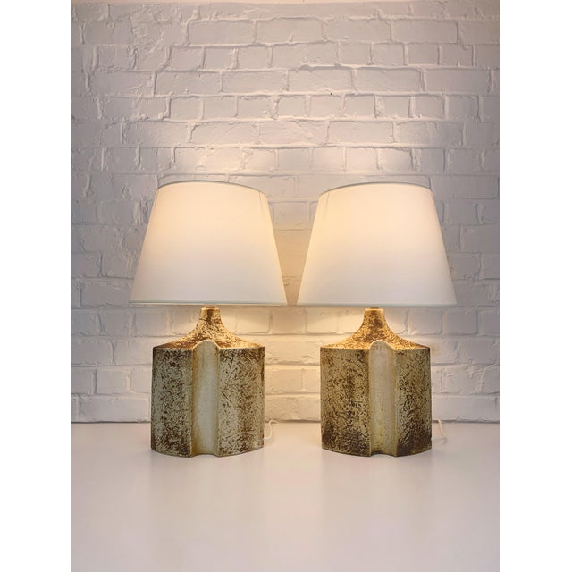 Large Danish Ceramic Table Lamps in Stoneware by Haico Nitzsche for Søholm Stentøj, 1960s, Set of 2 For Sale - Image 4 of 17