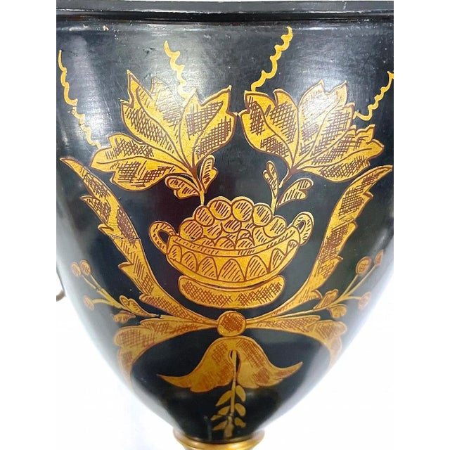 Vintage Italian Tole Floral Chestnut Urn For Sale - Image 9 of 11