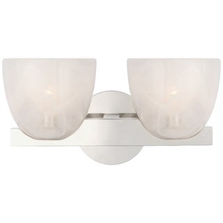 AERIN for Visual Comfort Signature Carola Double Sconce in Polished Nickel with White Strie Glass For Sale