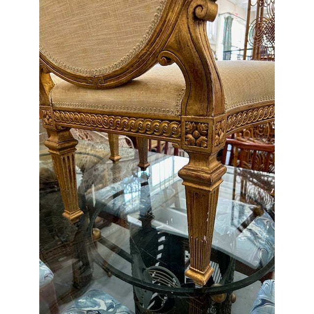 20th Century Italian Wood Carved Gold Gilt Oval Armchairs, a Pair For Sale - Image 10 of 12