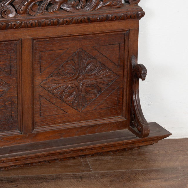 19th Century Carved Oak Wall Shelf With Boar’s Head and Griffins For Sale - Image 11 of 12