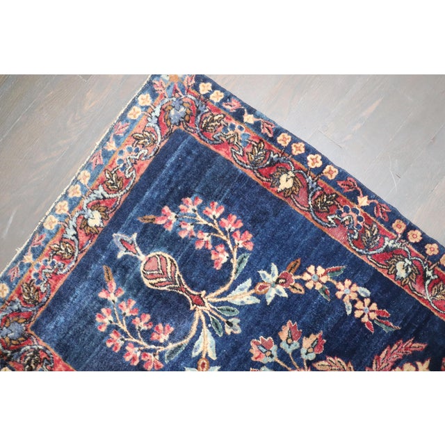 Antique Zabihi Collection Navy Indo Persian Sarouk Rug - 2'3" x 4'9" For Sale - Image 4 of 8