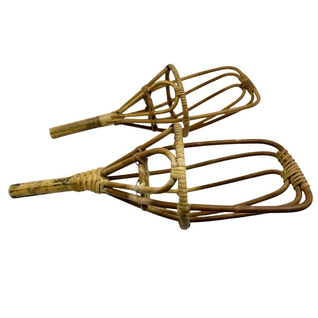 Mid-Century Modern 1960s Vintage Bamboo Jai Alai Ball Catchers Gaming- a Pair For Sale - Image 3 of 8
