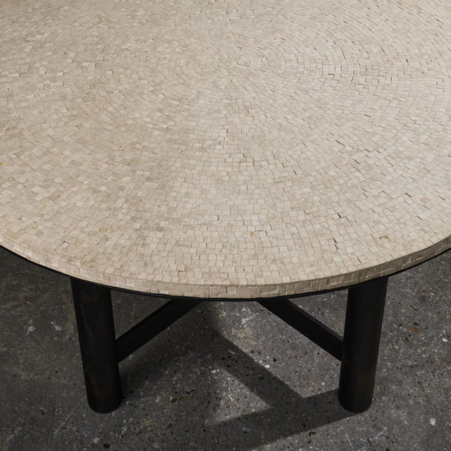 Table in Fossil Stone and Metal Frame, Belgium For Sale - Image 10 of 14